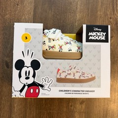 Disney Mickey Mouse Sneakers Kids Size 3 Cream Red Character Gum Sole Shoes