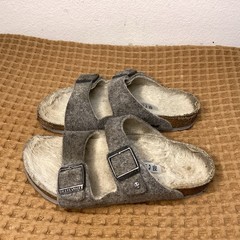 Birkenstock Arizona Shearling Kids US 1 EU 32 Wool Lined Grey Sandals *2