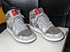 Nike Air Jordan 1 High Retro Camo 3M Wolf Grey 822858-027 GS Youth 5.5 US Shoes