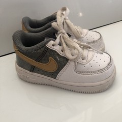 Nike Force 1 SE PS White Metallic Gold Snake Skin BV6060-100 GS Toddler Size 12C