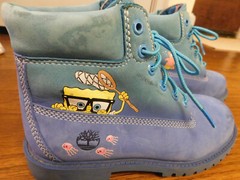 Timberland Premium x Spongebob Patrick Jelly Fish Blue Boots Kids Sz 3 Wm 5 CUTE