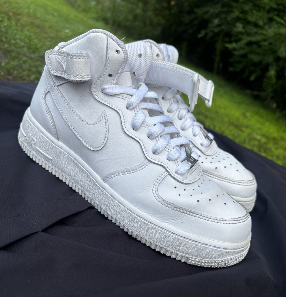 Nike Air Force 1 Mid White GS TripleWhite Size 7Y Youth Women’s 8.5 No Box Clean