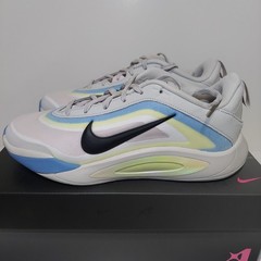 Nike Kids Size 6.5Y A’One GS Low Top Basketball Shoes Grey/Green/Blue HF7001-002