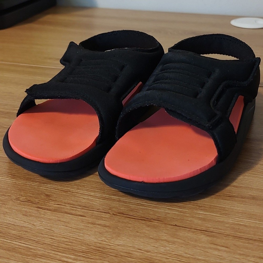 Adidas Comfort Kids Swim Sandals Size 9 Coral Black Slide Water Shoes EUC