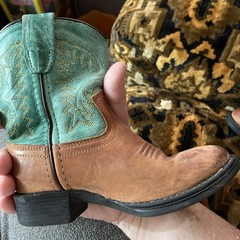 Old West Boots Brown And Turquoise 1905 Youth Size #1e