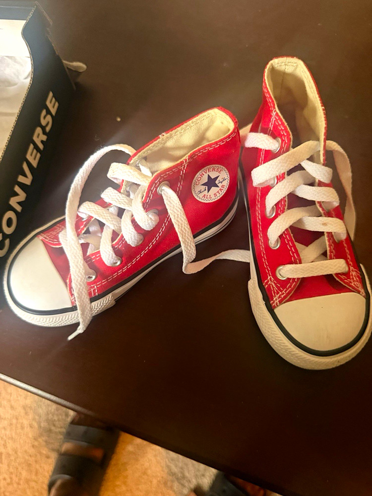 converse chuck taylor all star unisex kids high top red canvas lace up US 8