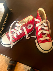 converse chuck taylor all star unisex kids high top red canvas lace up US 8