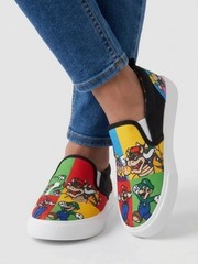 NEW Super Mario Ground Up Canvas SLIP On Sneaker Shoes Unisex Youth Size 3