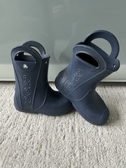 Crocs Kids Rain Boots Navy Waterproof Pull On C11 Comfort Shoes