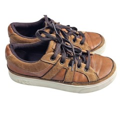 UGG Kids Brock Sneaker Chestnut Leather Suede Low Top Shoes 1095770K Size 4