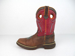Durango Kids Gator Embossed Red/Brown Leather Western Boot size US 4M EU 36