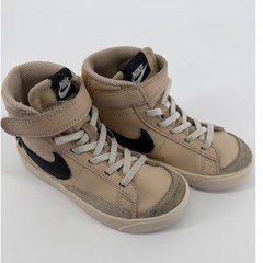 Nike Blazer Mid 77 Toddler Shoes Tan Black Leather High Top FV0748-100 Size 12C