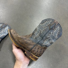 Roper Bumps Ostrich Print Embroidered Square Toe Pull On Cowboy Youth Boys 11