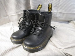 Dr. Martens Zavala T Black Leather Lace Up Side Zip Boots Kid’s Size 8