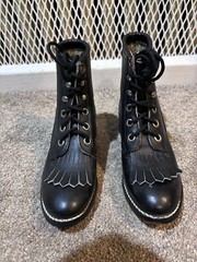 Justin Original Work Boot Black Leather Children’s Size 10.5 Heritage Lacer