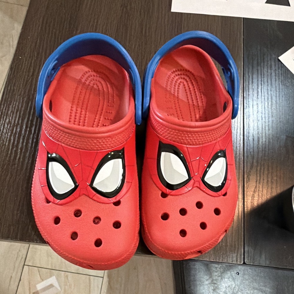 Crocs Marvel Spider-Man Kids Red/Blue Clog Sandals Slip-On Adjustable Strap 3