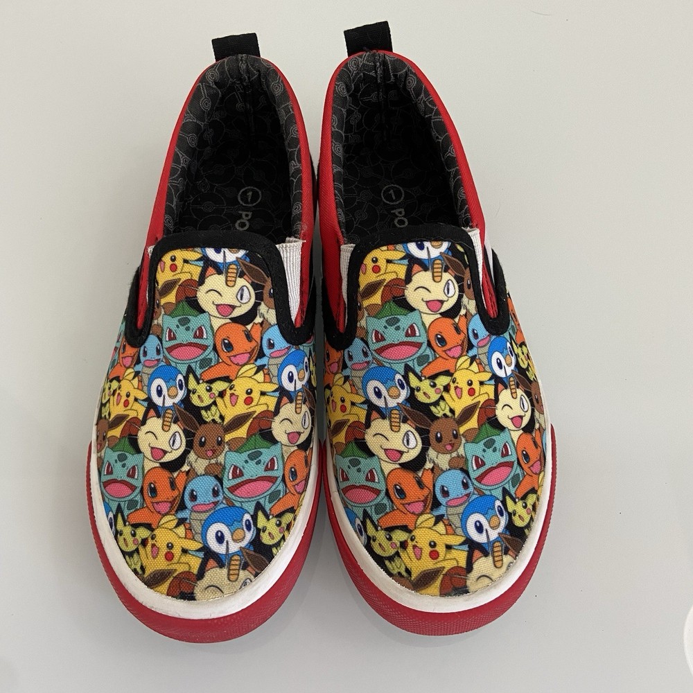 Ground UP Pokemon PIKACHU Slip-On Canvas Sneaker Shoes Unisex Youth Size 1