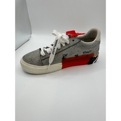 Off-White Kids Low Vulcanized Silver Glitter Sneakers Zip Tie Shoes