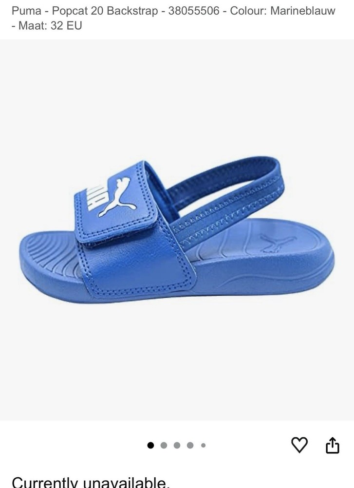 PUMA Popcat 20 Backstrap AC Inf Kids Slide Sandal Blue US 10C EU 27 373862-06