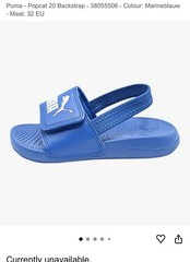 PUMA Popcat 20 Backstrap AC Inf Kids Slide Sandal Blue US 10C EU 27 373862-06