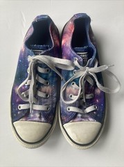 Converse All Star Shoes Galaxy Space Low Top Youth Blue Purple Stars Size 2