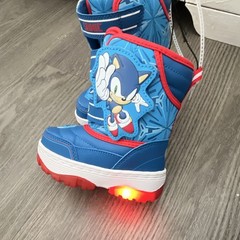 Sonic the Hedgehog Light-Up Ankle Boots Blue/Red Hook & Loop Unisex Kids 6