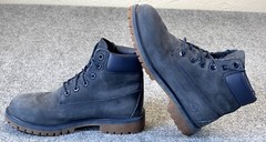 Timberland Leather Boots Boys Size 6 Blue Nubuck Classic Lace-Up 3793A