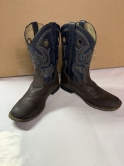 Magellan Cowboy Western Rodeo Boots Navy Blue/Brown Embroidery 3D Size
