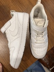 Nike Court Borough Low Top White Leather Sneakers Kids 3Y DV5456-106