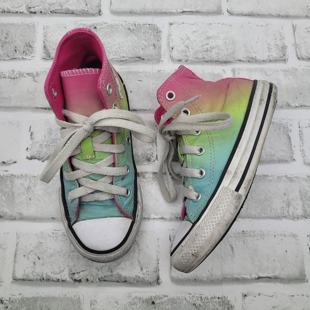 Converse Chuck Taylor All Star Sneakers Kid Size 11.5 High Ombré Rainbow Summer