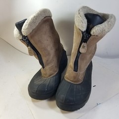COLUMBIA BUGAZIP JR BROWN SUEDE WINTER LINED Duck Snow BOOTS YOUTH Size 5 *