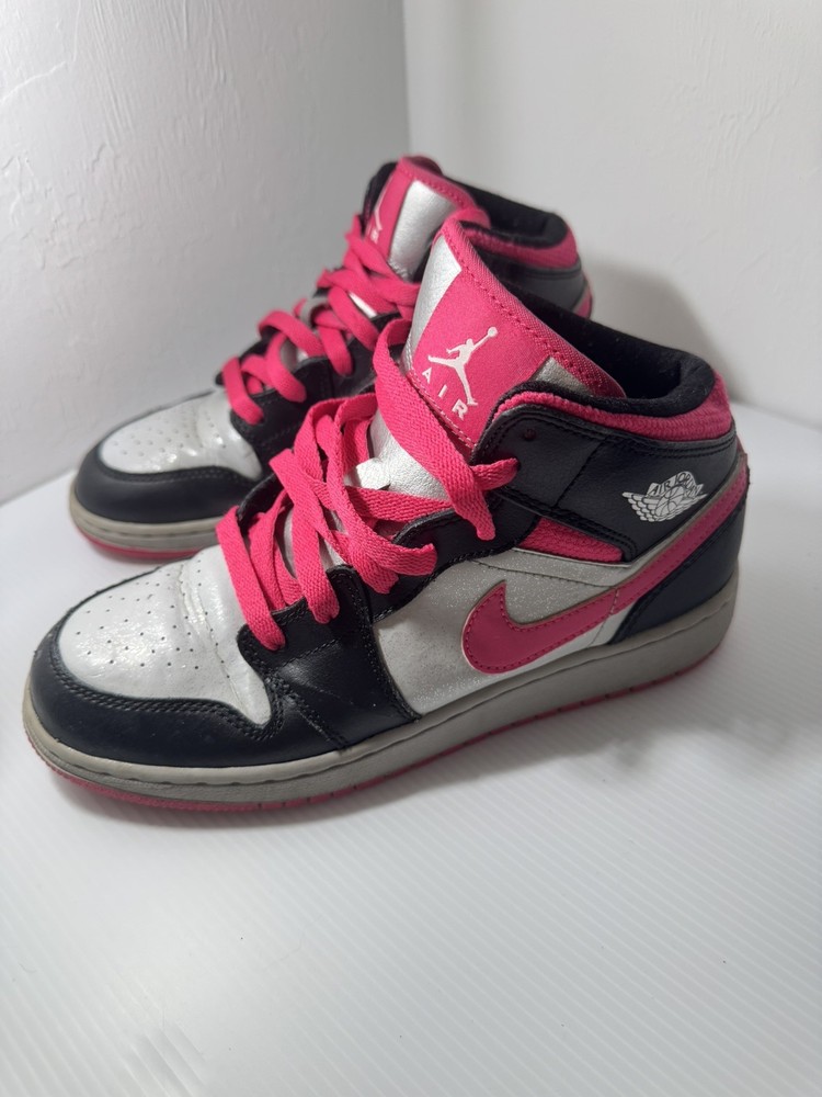 Lightly used Nike Air Jordan 1 mid size 5y hot pink and gray 