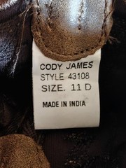 Cody James Brown Leather Square Toe Pull On Western Boots Embroidered Sz. 11