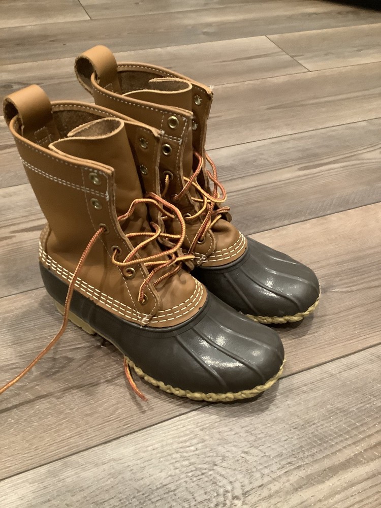 L.L. Bean 8” Brown Leather Duck Boots Maine Hunting Unlined Kids Size 2 M