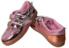 Light Up Sneakers Kids 3.5 Metallic Pink Wings Shoes Colorful Party Dancing LED