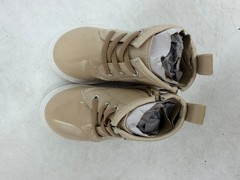 First Steps by Stepping Stones Patent Boots Kids Beige Leather Side Zipper – 6