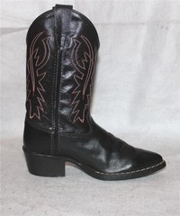 OLD WEST BLACK w/RED STITCHING LEATHER WESTERN/COWBOY BOOTS: Youth 1.5 – EUC
