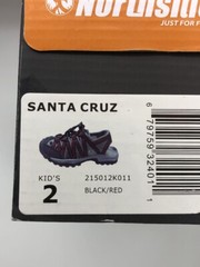 NORTHSIDE SANTA CRUZ KIDS SIZE 2 BLACK/RED ACTIVE/HIKING SANDALS