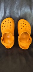 Crocs Kids 9 Clogs Orange Classic Slip On Casual Comfort Lightweight Summer