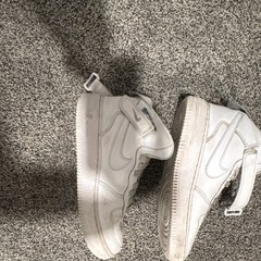Nike Air Force 1 High Top White Leather Sneakers, Lace Up Strap, Unisex Kids