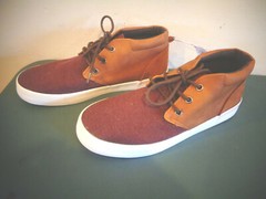 OLD NAVY DESERT ANKLE BOOT TWO TONE SHOES SIZE 6 MID TOP BROWN & BURGUNDY