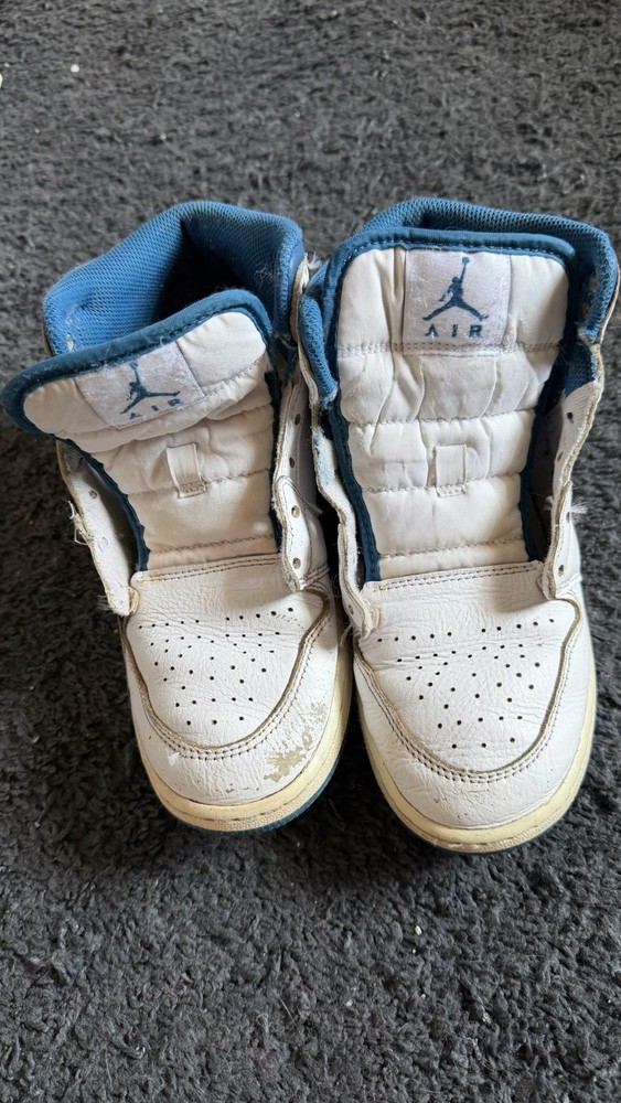 Jordan Air Jordan 1 High Top White/Blue Leather Kids 5.5Y M FN7432-141