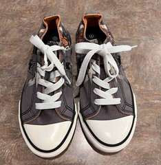 Converse One Star Low Youth Junior Size 1 Gray Canvas Skull Walking Shoes