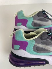 Nike Air Max 270 React Sneakers Size 4.5Y Gunsmoke Aurora Violet BQ0103-007