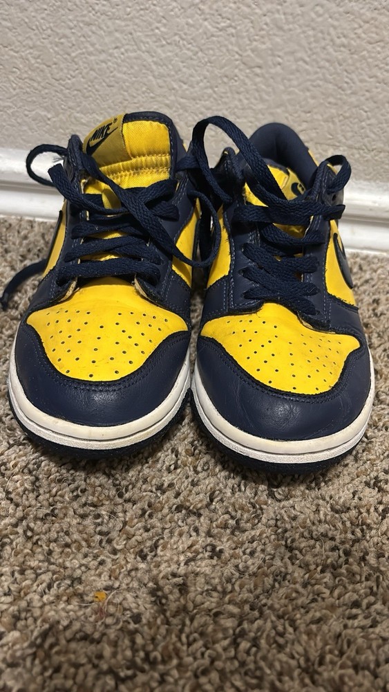 Nike Dunk Low Yellow/Blue Leather Low Top Sneaker Youth 6Y CW1590-700