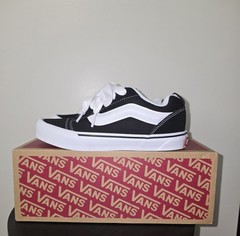 VANS Ward Unisex Kids Black/White Low Top Lace-Up Canvas Sneakers US 4.5