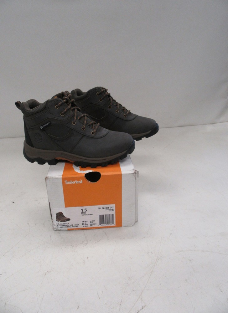 TIMBERLAND YOUTH MT MADDSEN WATERPROOF HIKING BOOTS SIZE 1.5 TB0A16I3242 BROWN