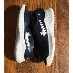 Nike Flex Runner 3 Midnight Navy White Slip On Kids Shoes Size 4.5Y