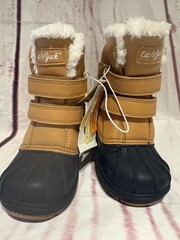 Cat & Jack Tan Black Waterproof Bootie Faux Fur Unisex Kids Size 9 child