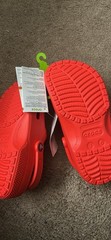 Crocs Classic Kids Slip-On Clogs Red Rubber Heel Strap Logo Accent US 6